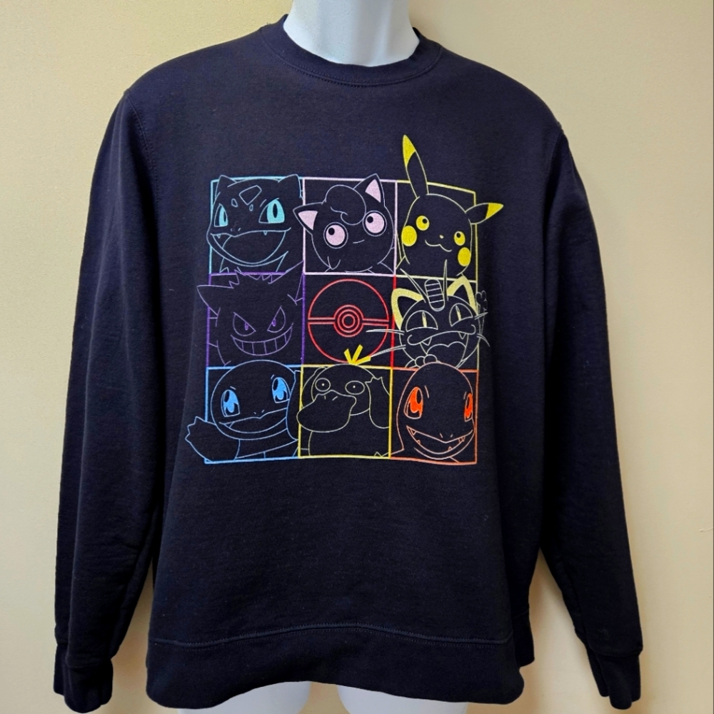 Poke'mon Sweatshirt Unisex Size Medium Black Pullover Long Sleeve Crewneck